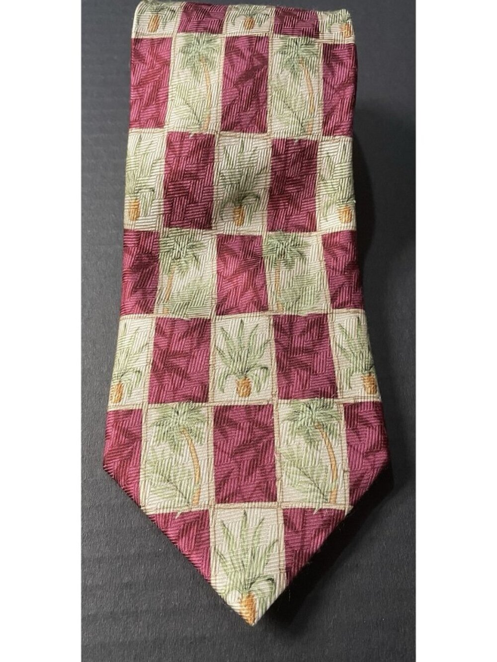 Tropicalo Tango Silk Neck Tie Burgandy Green 3.75" W x 62" L